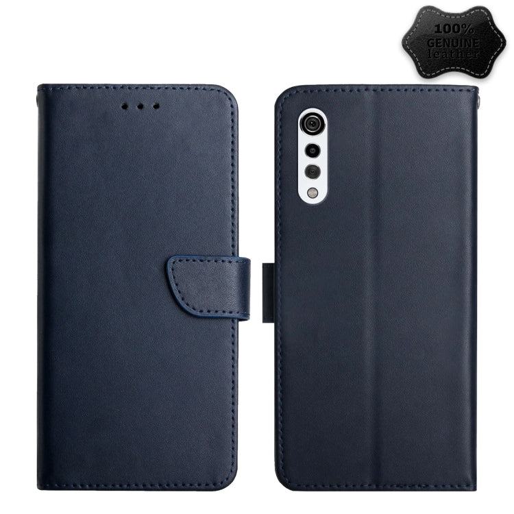 For LG Velvet 2 Pro Genuine Leather Fingerprint-proof Flip Phone Case(Blue)