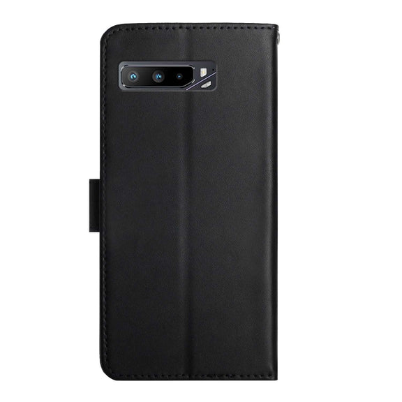 For Asus ROG Phone 3 ZS661KS Genuine Leather Fingerprint-proof Flip Phone Case(Black)