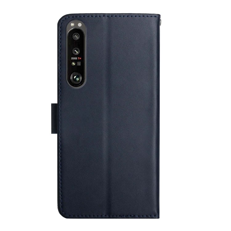 For Sony Xperia 1 III Genuine Leather Fingerprint-proof Flip Phone Case(Blue)