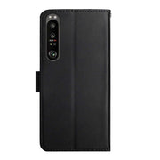 For Sony Xperia 1 IV Genuine Leather Fingerprint-proof Flip Phone Case(Black)