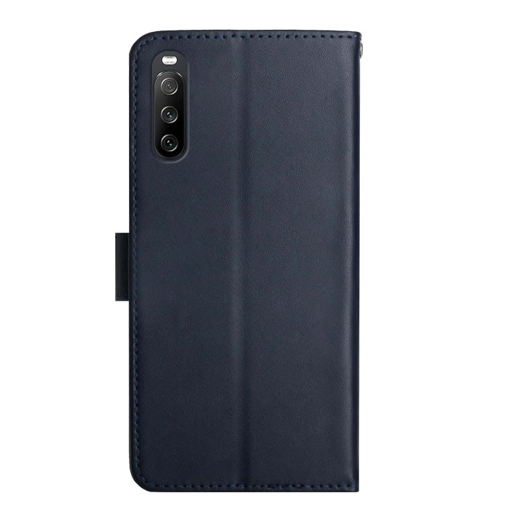 For Sony Xperia 10 IV Genuine Leather Fingerprint-proof Flip Phone Case(Blue)
