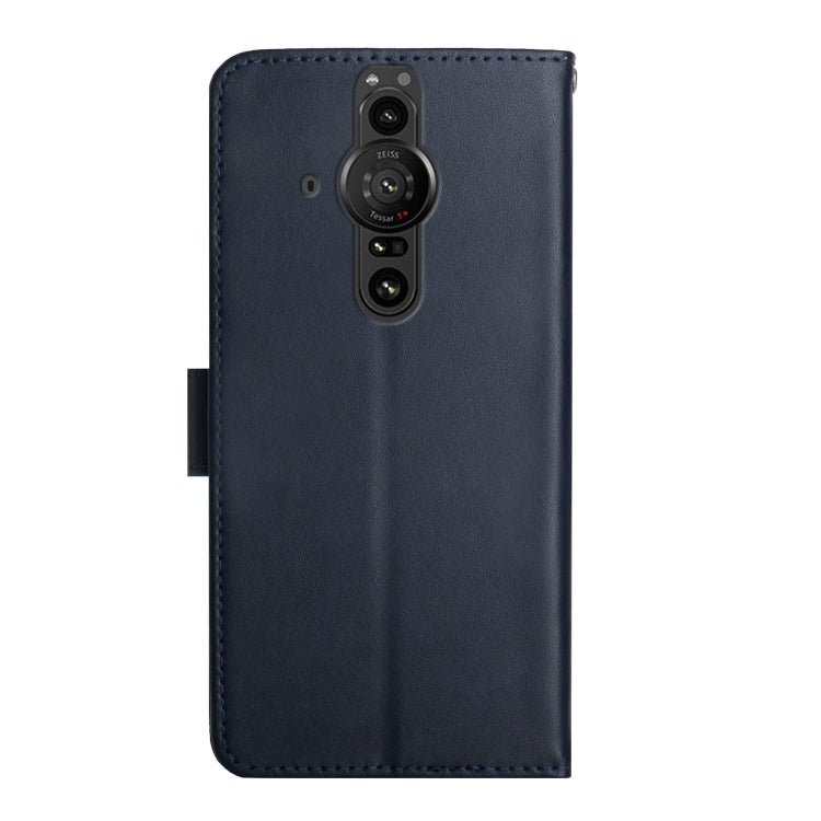 For Sony Xperia Pro-I Genuine Leather Fingerprint-proof Flip Phone Case(Blue)
