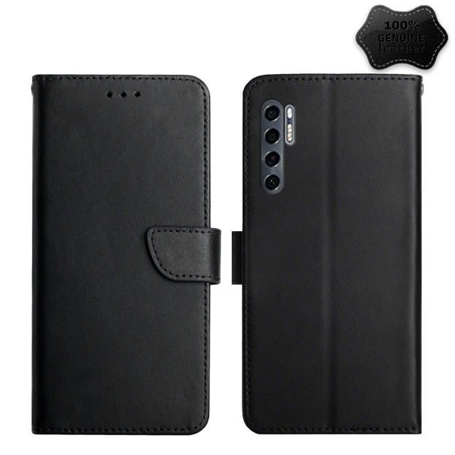 For TCL 20 Pro 5G Genuine Leather Fingerprint-proof Flip Phone Case(Black)