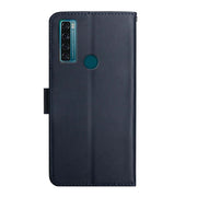 For TCL 20 R 5G Genuine Leather Fingerprint-proof Flip Phone Case(Blue)