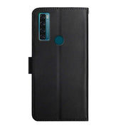 For TCL 20 SE Genuine Leather Fingerprint-proof Flip Phone Case(Black)