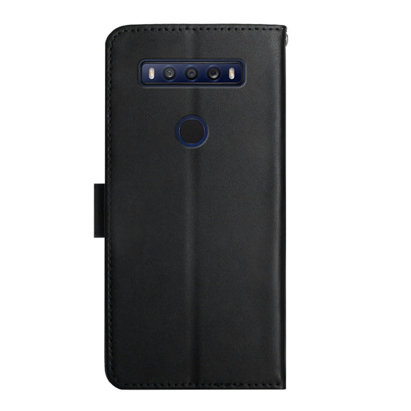 For TCL 10 SE Genuine Leather Fingerprint-proof Flip Phone Case(Black)