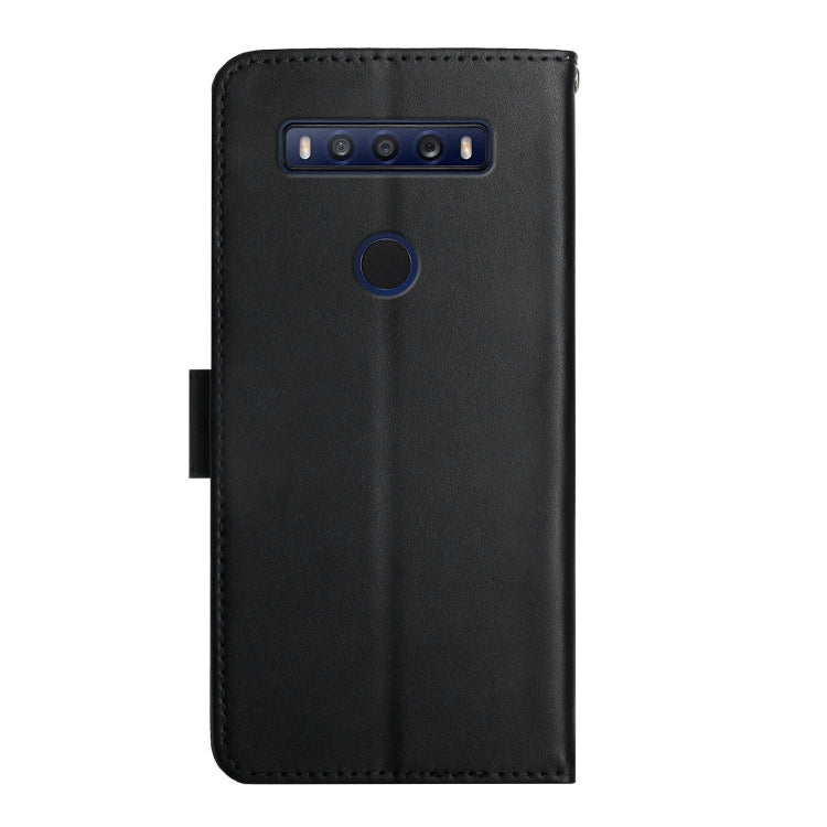 For TCL 10 SE Genuine Leather Fingerprint-proof Flip Phone Case(Black)