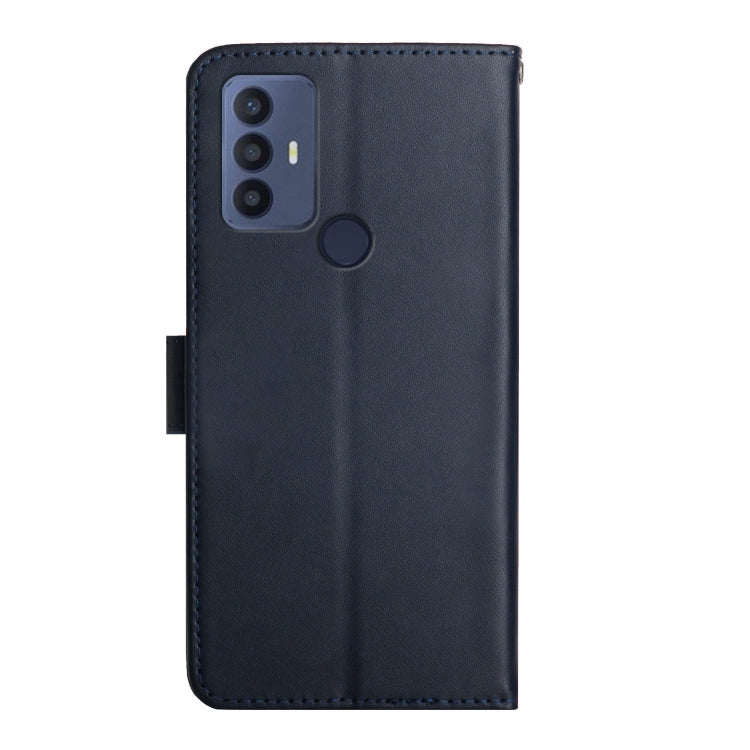For TCL 30 SE Genuine Leather Fingerprint-proof Flip Phone Case(Blue)