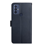 For TCL 30 SE Genuine Leather Fingerprint-proof Flip Phone Case(Blue)