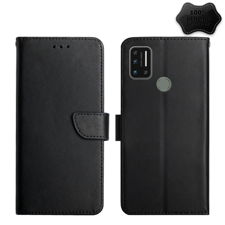 For UMIDIGI A7 Pro Genuine Leather Fingerprint-proof Flip Phone Case(Black)