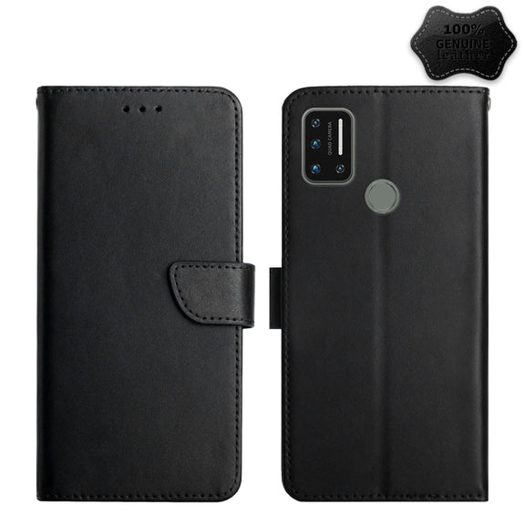 For UMIDIGI A7 Pro Genuine Leather Fingerprint-proof Flip Phone Case(Black)