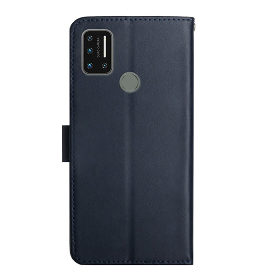 For UMIDIGI A7 Pro Genuine Leather Fingerprint-proof Flip Phone Case(Blue)