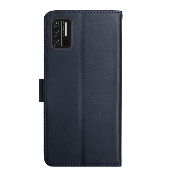 For UMIDIGI A7S Genuine Leather Fingerprint-proof Flip Phone Case(Blue)