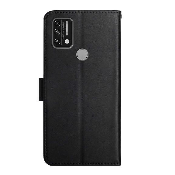 For UMIDIGI A9 Genuine Leather Fingerprint-proof Flip Phone Case(Black)