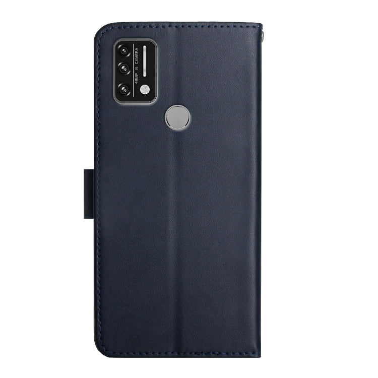 For UMIDIGI A9 Genuine Leather Fingerprint-proof Flip Phone Case(Blue)