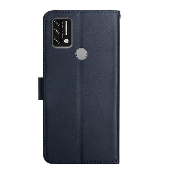 For UMIDIGI A9 Genuine Leather Fingerprint-proof Flip Phone Case(Blue)