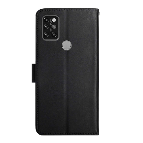 For UMIDIGI A9 Pro Genuine Leather Fingerprint-proof Flip Phone Case(Black)