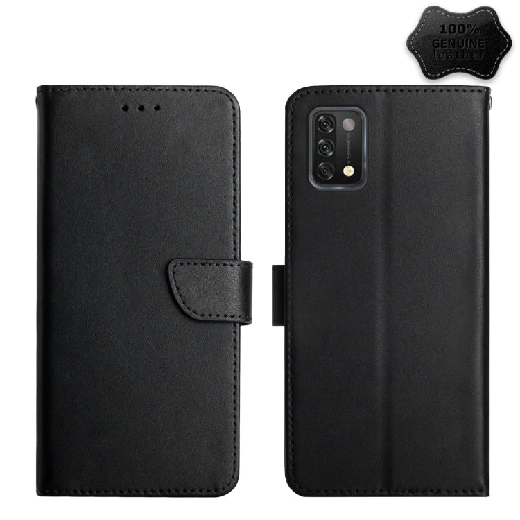 For UMIDIGI A11 Genuine Leather Fingerprint-proof Flip Phone Case(Black)