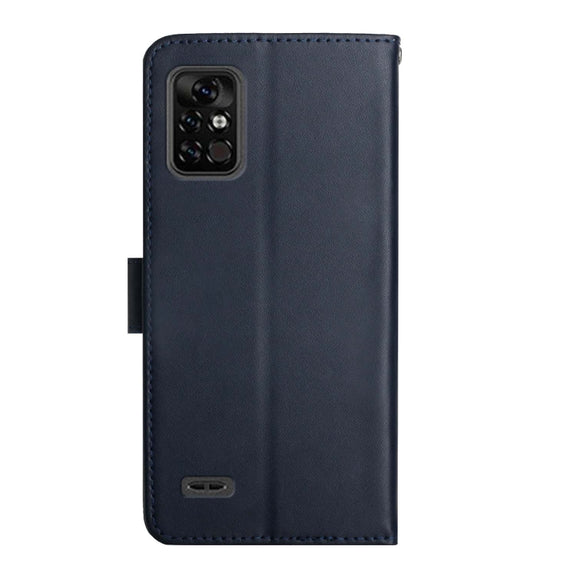 For UMIDIGI BISON Pro Genuine Leather Fingerprint-proof Flip Phone Case(Blue)
