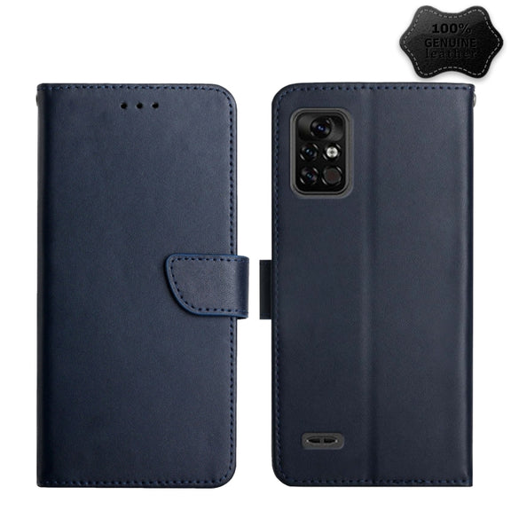 For UMIDIGI BISON Pro Genuine Leather Fingerprint-proof Flip Phone Case(Blue)