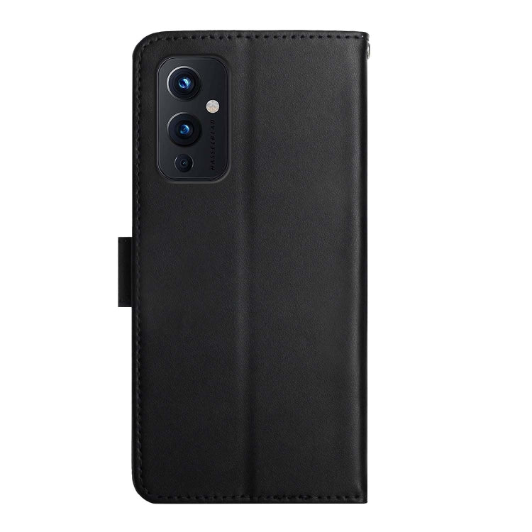 For OnePlus 9 Genuine Leather Fingerprint-proof Horizontal Flip Phone Case(Black)