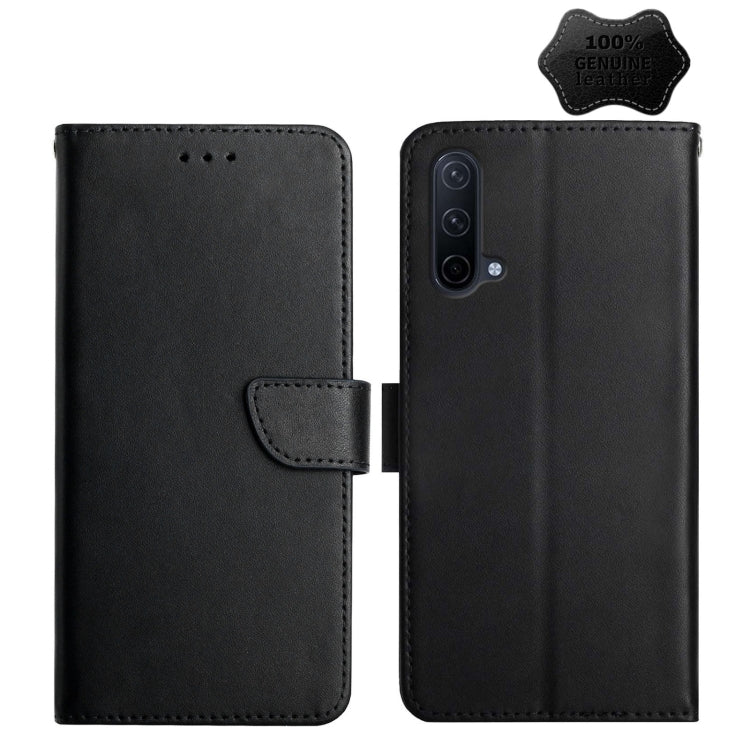 For OnePlus Nord CE 5G Genuine Leather Fingerprint-proof Horizontal Flip Phone Case(Black)