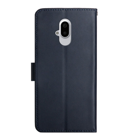 For Fujitsu Arrows F-52B Genuine Leather Fingerprint-proof Flip Phone Case(Blue)