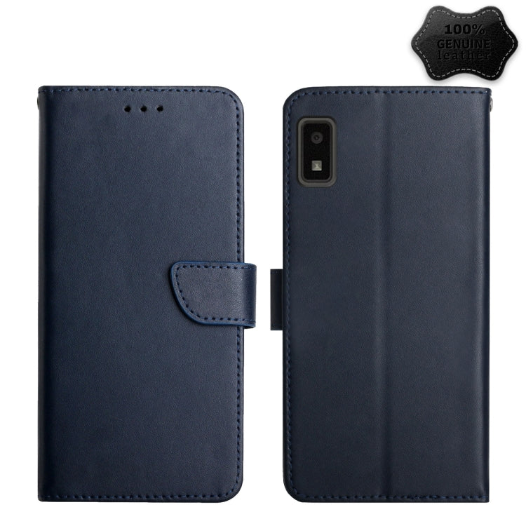 For Sharp Aquos Wish SHG06 Genuine Leather Fingerprint-proof Flip Phone Case(Blue)
