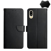 For Sharp Simple Sumaho 6 Genuine Leather Fingerprint-proof Flip Phone Case(Black)