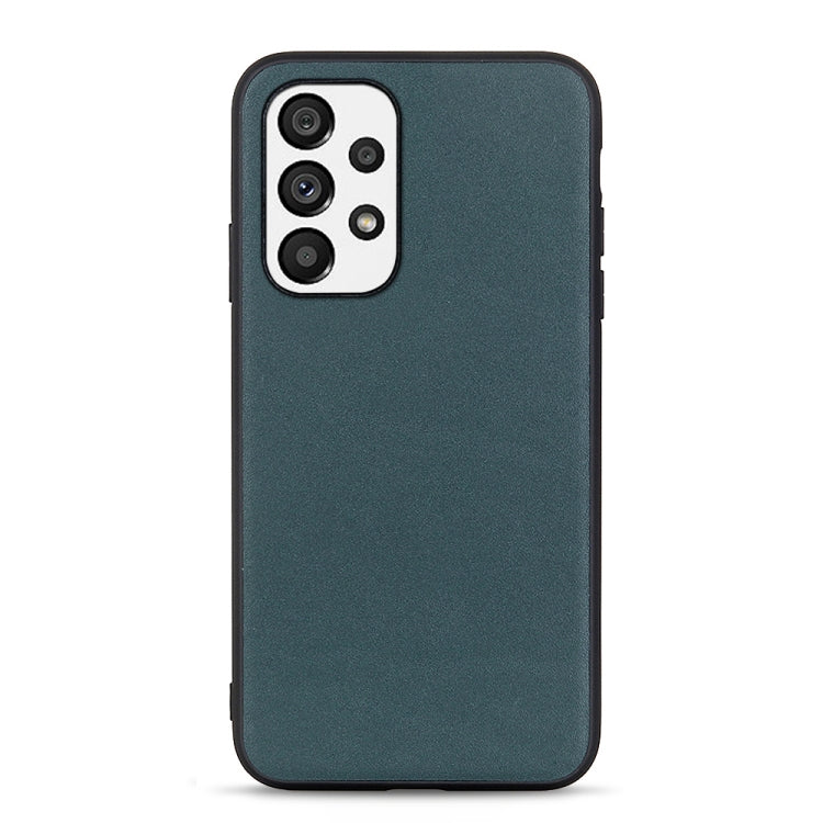 For Samsung Galaxy A73 5G Accurate Hole Lambskin Texture Genuine Leather Phone Case(Green)