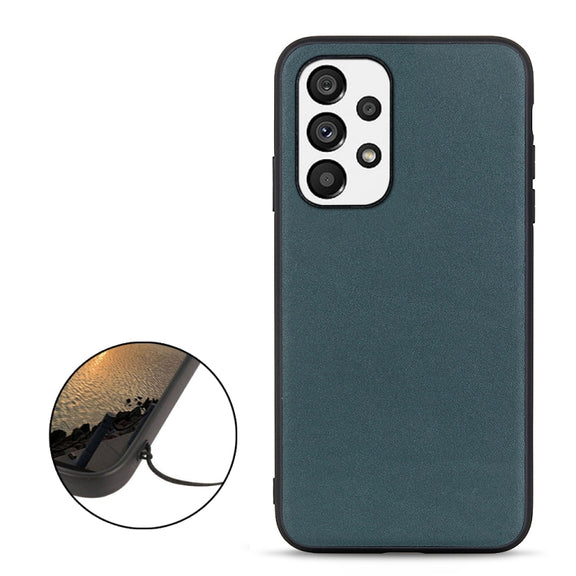 For Samsung Galaxy A73 5G Accurate Hole Lambskin Texture Genuine Leather Phone Case(Green)