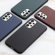 For Samsung Galaxy A73 5G Accurate Hole Lambskin Texture Genuine Leather Phone Case(Green)