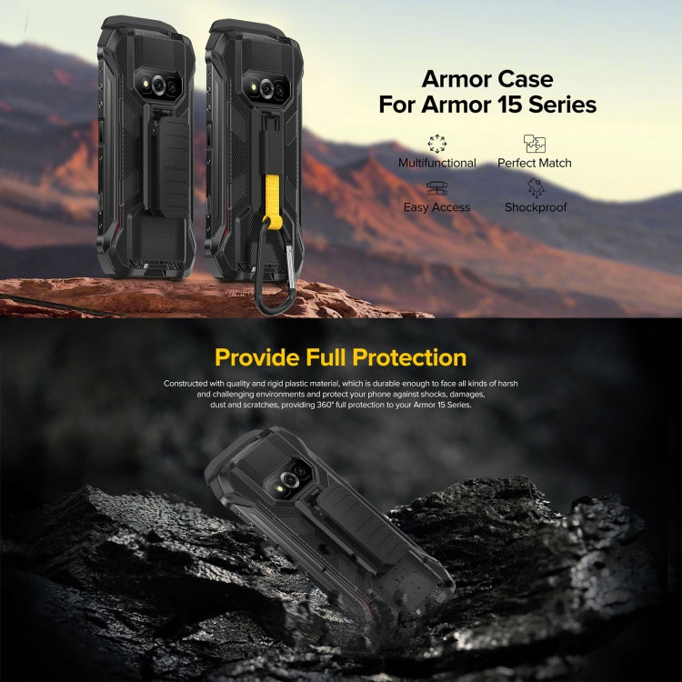 For Ulefone Power Armor 15 Ulefone Back Clip Phone Case with Carabiner (Black)