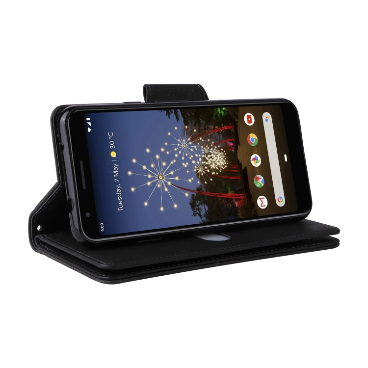 For Google Pixel 3A Rivet Buckle 9 Cards Three Fold Leather Phone Case(Black)