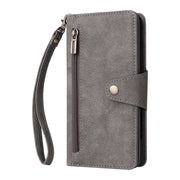For Google Pixel 3A Rivet Buckle 9 Cards Three Fold Leather Phone Case(Grey)