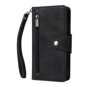 For Google Pixel 3A XL Rivet Buckle 9 Cards Three Fold Leather Phone Case(Black)