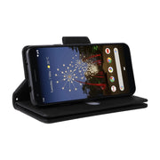 For Google Pixel 3A XL Rivet Buckle 9 Cards Three Fold Leather Phone Case(Black)