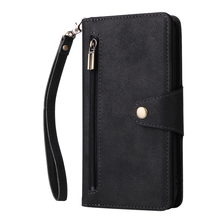 For Google Pixel 4 Rivet Buckle 9 Cards Three Fold Leather Phone Case(Black)