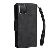 For Google Pixel 4 Rivet Buckle 9 Cards Three Fold Leather Phone Case(Black)