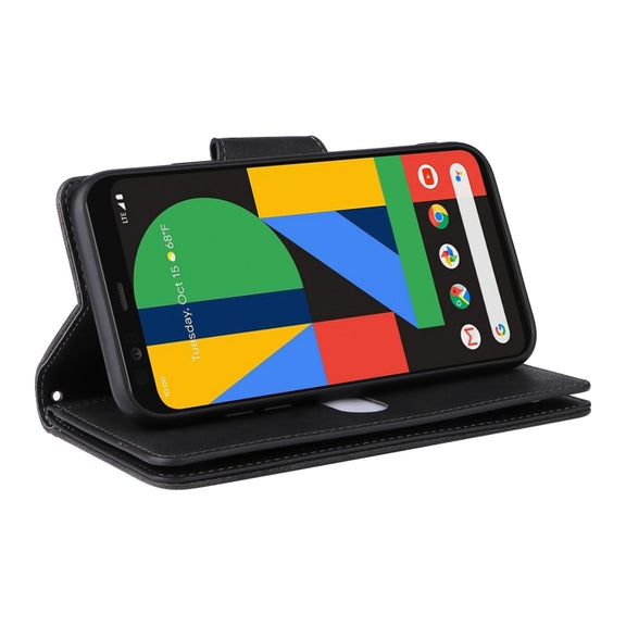 For Google Pixel 4 Rivet Buckle 9 Cards Three Fold Leather Phone Case(Black)