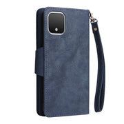 For Google Pixel 4 Rivet Buckle 9 Cards Three Fold Leather Phone Case(Blue)
