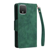 For Google Pixel 4 Rivet Buckle 9 Cards Three Fold Leather Phone Case(Green)