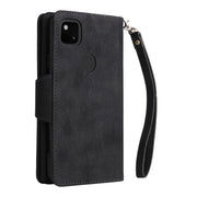 For Google Pixel 4A 4G Rivet Buckle 9 Cards Three Fold Leather Phone Case(Black)