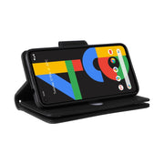 For Google Pixel 4A 4G Rivet Buckle 9 Cards Three Fold Leather Phone Case(Black)