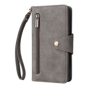 For Google Pixel 4A 4G Rivet Buckle 9 Cards Three Fold Leather Phone Case(Grey)