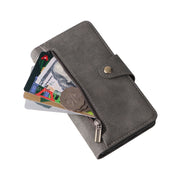 For Google Pixel 4A 4G Rivet Buckle 9 Cards Three Fold Leather Phone Case(Grey)
