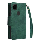 For Google Pixel 4A 4G Rivet Buckle 9 Cards Three Fold Leather Phone Case(Green)