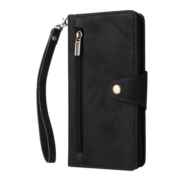 For Google Pixel 4A 5G Rivet Buckle 9 Cards Three Fold Leather Phone Case(Black)