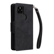 For Google Pixel 4A 5G Rivet Buckle 9 Cards Three Fold Leather Phone Case(Black)