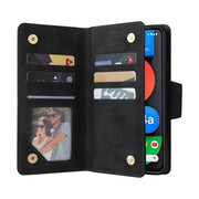 For Google Pixel 4A 5G Rivet Buckle 9 Cards Three Fold Leather Phone Case(Black)